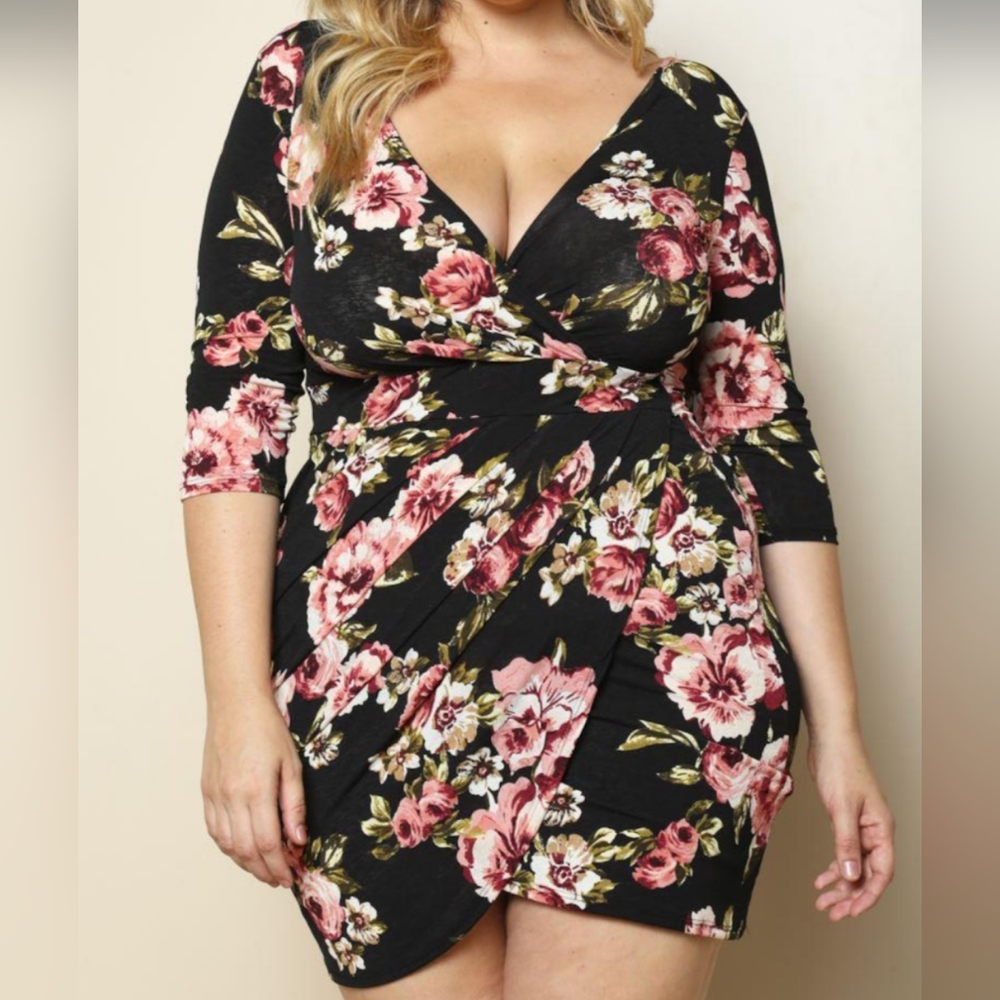 Plus size floral print dress